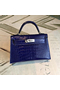 Hermes Kelly Mini II Handmade Bag In Blue Alligator Crocodile Replica