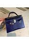 Hermes Kelly Mini II Handmade Bag In Blue Alligator Crocodile Replica