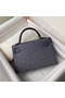 Hermes Kelly Mini II Handmade Bag In Gris Agate Ostrich Leather Replica