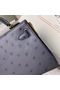 Hermes Kelly Mini II Handmade Bag In Gris Agate Ostrich Leather Replica