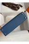 Hermes Kelly Mini II Sellier Handmade Bag In Blue Agate Epsom Calfskin Replica