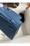 Hermes Kelly Mini II Sellier Handmade Bag In Blue Agate Epsom Calfskin Replica