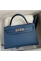 Hermes Kelly Mini II Sellier Handmade Bag In Blue Agate Epsom Calfskin Replica