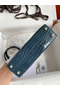 Hermes Kelly Mini II Sellier Handmade Bag In Blue Jean Shiny Alligator Leather Replica