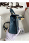 Hermes Kelly Mini II Sellier Handmade Bag In Blue Jean Shiny Alligator Leather Replica