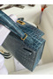 Hermes Kelly Mini II Sellier Handmade Bag In Blue Jean Shiny Alligator Leather Replica