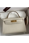 Hermes Kelly Mini II Sellier Handmade Bag In Craie Swift Calfskin Replica