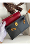 Hermes Kelly Mini II Sellier Tri-color Bag In Black/Blue Indigo/Red Calfskin Replica