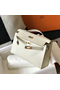 Hermes Kelly Pochette Bag In White Epsom Leather Replica