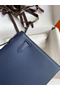 Hermes Kelly Pochette Handmade Bag In Blue Saphir Epsom Calfskin Replica