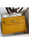 Hermes Kelly Pochette Handmade Bag In Jaune Ambre Epsom Calfskin Replica
