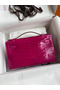 Hermes Kelly Pochette Handmade Bag In Rose Scheherazade Shiny Alligator Leather Replica