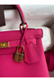 Hermes Kelly Retourne 25 Handmade Bag In Framboise Clemence Leather Replica