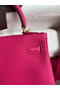 Hermes Kelly Retourne 25 Handmade Bag In Framboise Clemence Leather Replica