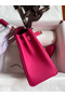 Hermes Kelly Retourne 25 Handmade Bag In Framboise Clemence Leather Replica