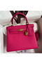 Hermes Kelly Retourne 25 Handmade Bag In Framboise Clemence Leather Replica