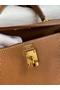 Hermes Kelly Retourne 25 Handmade Bag In Gold Clemence Leather Replica