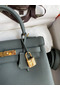 Hermes Kelly Retourne 25 Handmade Bag In Vert Amande Clemence Leather Replica