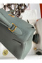 Hermes Kelly Retourne 25 Handmade Bag In Vert Amande Clemence Leather Replica