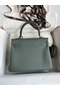 Hermes Kelly Retourne 25 Handmade Bag In Vert Amande Clemence Leather Replica