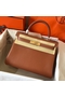 Hermes Kelly Retourne 28 Handmade Bag In Gold Swift Calfskin Replica