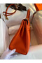 Hermes Kelly Retourne 32 Handmade Bag In Orange Clemence Leather Replica