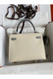 Hermes Kelly Sellier 25 Bicolor Bag in Craie and Gris Mouette Epsom Calfskin Replica
