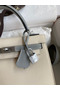 Hermes Kelly Sellier 25 Bicolor Bag in Craie and Gris Mouette Epsom Calfskin Replica