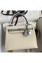 Hermes Kelly Sellier 25 Bicolor Bag in Craie and Gris Mouette Epsom Calfskin Replica