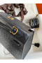 Hermes Kelly Sellier 25 Handmade Bag In Black Ostrich Leather Replica