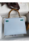 Hermes Kelly Sellier 25 Tricolor Bag in Blue/Green/SesameEpsom Calfskin Replica