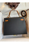 Hermes Kelly Sellier 28 Bicolor Bag in Black and Gold Epsom Calfskin Replica