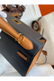 Hermes Kelly Sellier 28 Bicolor Bag in Black and Gold Epsom Calfskin Replica