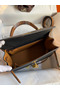 Hermes Kelly Sellier 28 Bicolor Bag in Black and Gold Epsom Calfskin Replica