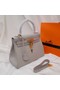 Hermes Kelly Shoulder Bag Original TOGO Leather KY3255 Pearl grey Replica