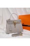 Hermes Kelly Shoulder Bag Original TOGO Leather KY3255 Pearl grey Replica