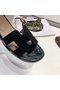 Hermes lady leather Slipper HO808HMJ black Replica