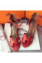 Hermes Leather 70mm Sandal H0741 Red Replica