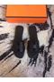 Hermes Leather Slipper HO742 Black Replica