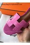 Hermes Leather Slipper HO742 Rose Replica