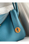 Hermes Lindy 26 Handmade Bag In Vert Bosphore Clemence Leather Replica