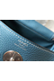 Hermes Lindy 26cm Bag In Blue Jean Clemence Leather PHW Replica