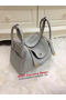 Hermes Lindy 30CM Grey Leather Shoulder Bag HLD30 Gold Replica
