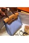 Hermes mini Herbag Original Canvas Leather & Calfskin 45987 blue&brown Replica