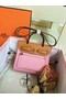 Hermes mini Herbag Original Canvas Leather & Calfskin 45987 pink&brown Replica