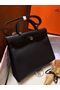 Hermes mini Herbag Original Canvas Leather & Calfskin 45988 Black Replica