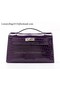 Hermes MINI Kelly 22cm Clutch Croco Leather KL22 Purple Replica