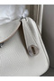 Hermes Mini Lindy Handmade Bag In Pearl Grey Clemence Leather Replica