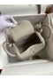 Hermes Mini Lindy Handmade Bag In Pearl Grey Clemence Leather Replica