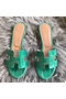 Hermes Oasis Sandals In Bamboo Shiny Niloticus Crocodile Replica
